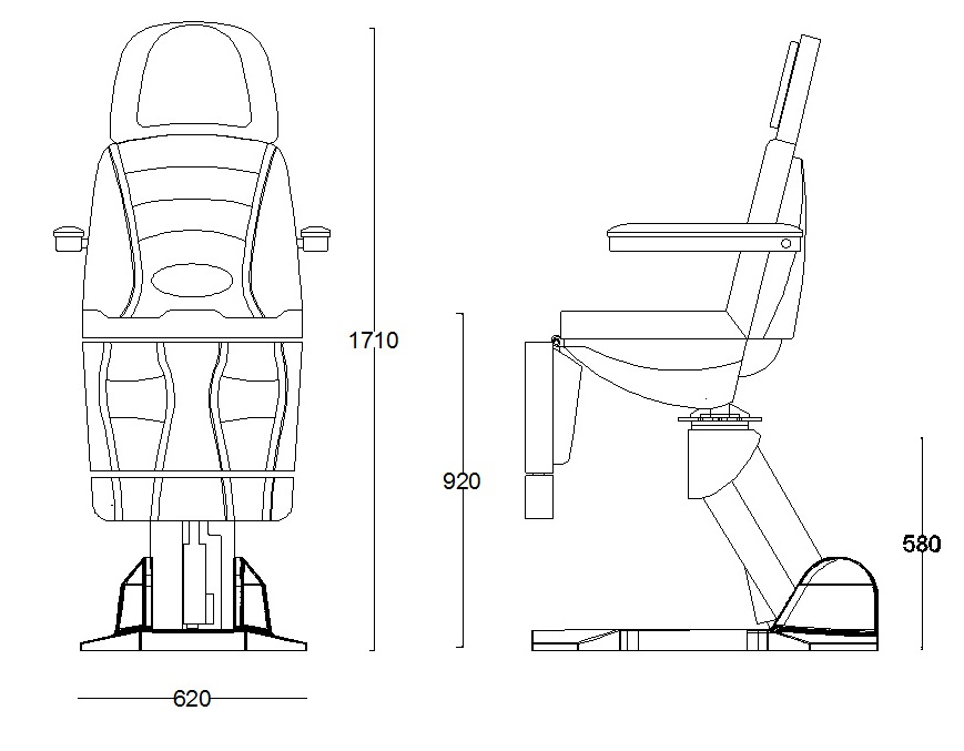 Технические характеристики кресла косметологического четырехмоторного СИГМА-4: